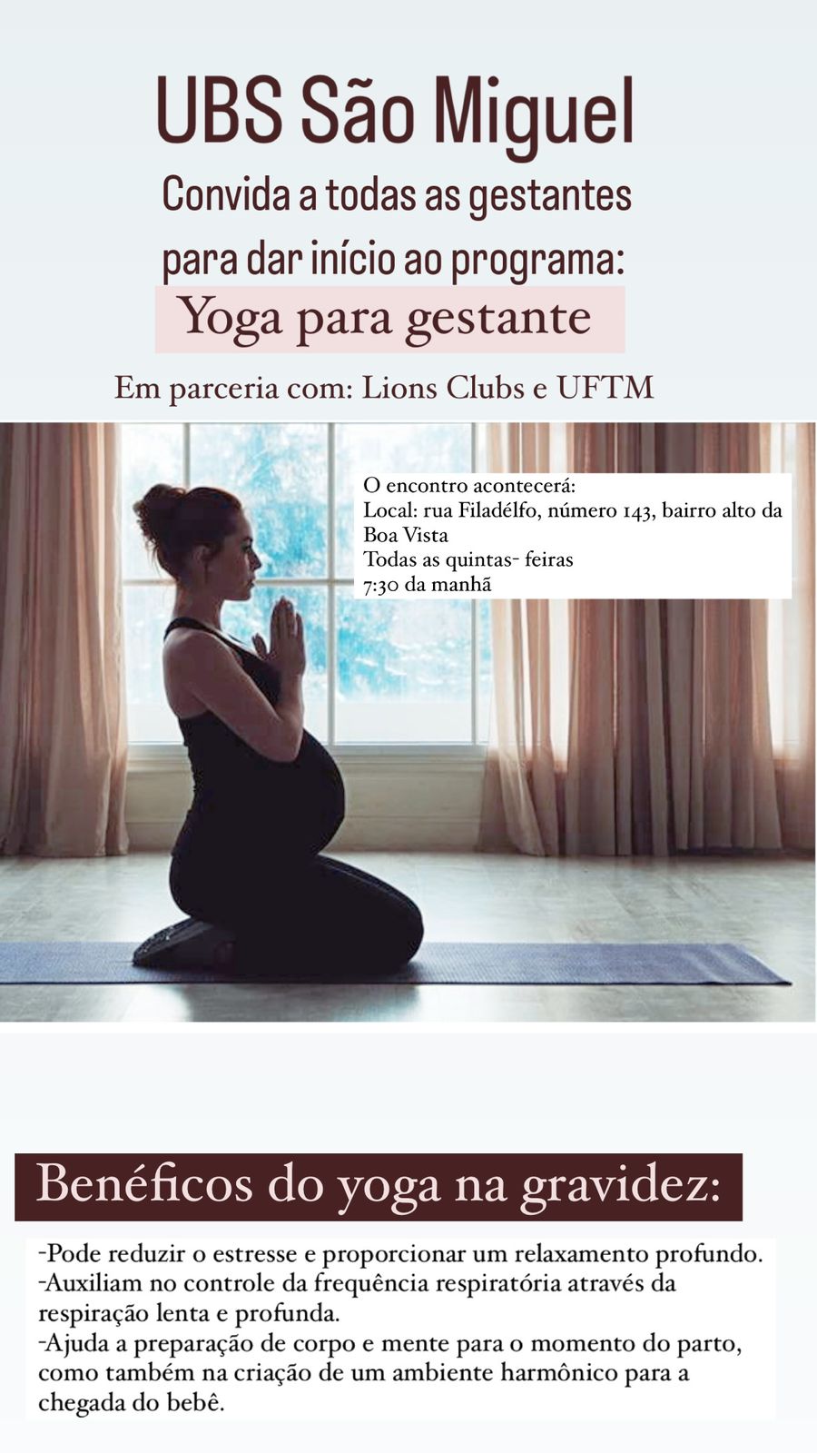U.B.S. São Miguel irá Promover Programa 'Yoga para Gestante'!